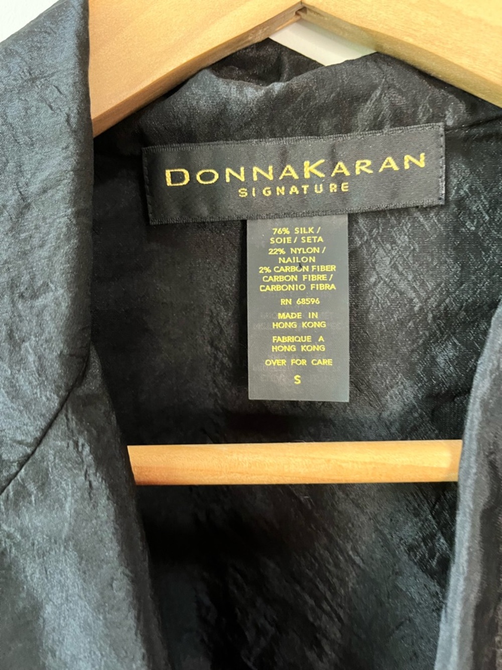 Donna Karan Signature Black Silk Shirt Jacket With Leather Tie Quiet Luxury - Picture 3 of 8